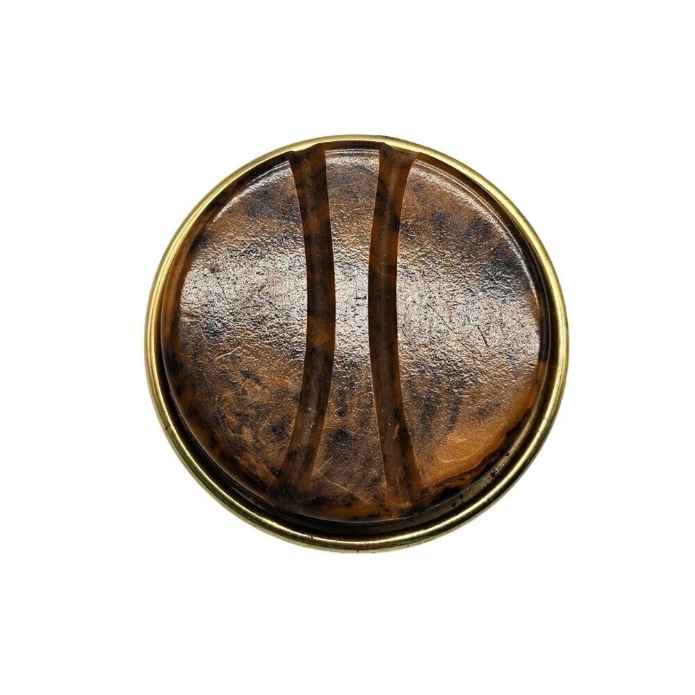 Vintage Gold Tone Brown Marbled Acrylic Scarf Clip
